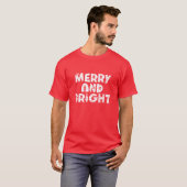 Vrolijk en helder modern rood kerst T-shirt (Voorkant volledig)