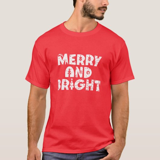 Vrolijk en helder modern rood kerst T-shirt (Voorkant)