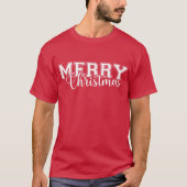 Vrolijk en helder modern rood vrolijk kerstcadeau t-shirt (Voorkant)