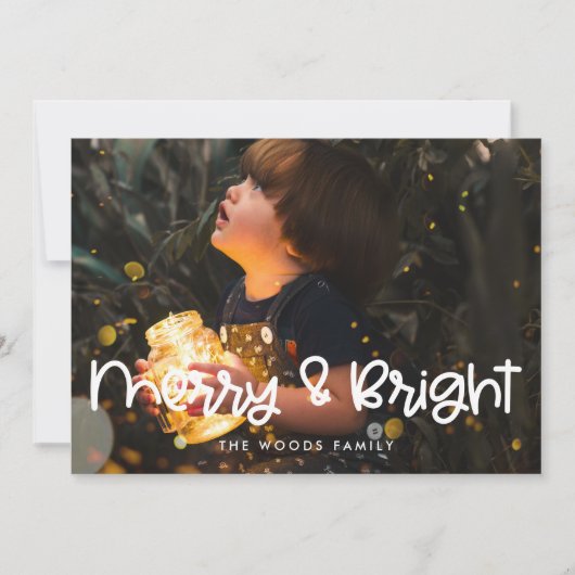 Vrolijk en helder Modern Schattige Script Foto Feestdagenkaart (Voorkant)