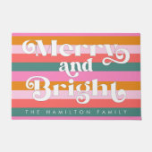 Vrolijk en helder Modern Stripe Kerstmis Custom Deurmat (Voorkant)
