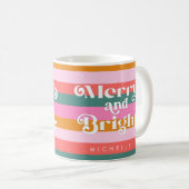 Vrolijk en helder Modern Stripe Kerstmis Custom Koffiemok (Voorkant rechts)