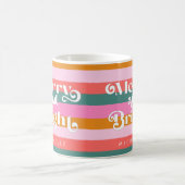 Vrolijk en helder Modern Stripe Kerstmis Custom Koffiemok (Center)