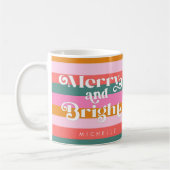 Vrolijk en helder Modern Stripe Kerstmis Custom Koffiemok (Links)