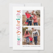 Vrolijk en helder Modern Whimsical 2-foto Feestdagenkaart (Voorkant)