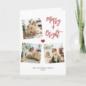 Vrolijk en helder moderne 3 foto collage Kerstmis Kaart (Voorkant)