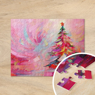Vrolijk en helder moderne Abstracte kerstboom Legpuzzel