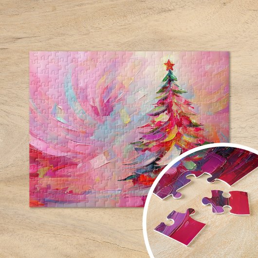 Vrolijk en helder moderne Abstracte kerstboom Legpuzzel
