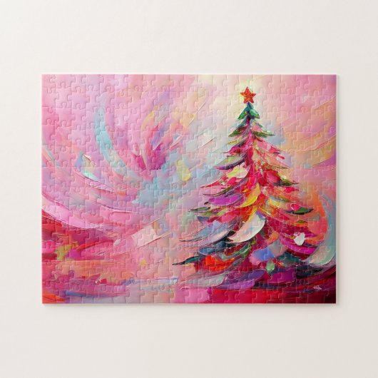 Vrolijk en helder moderne Abstracte kerstboom Legpuzzel (Horizontaal)