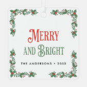 Vrolijk en helder moderne elegante bloemenkerst metalen ornament (Achterkant)