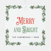 Vrolijk en helder moderne elegante bloemenkerst metalen ornament (Voorkant)