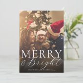 Vrolijk en helder Moderne Elegante Kerstfoto Feestdagenkaart (Staand voorkant)