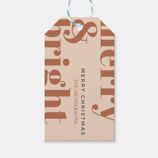 Vrolijk en helder, moderne kerst, helder rood, roo cadeaulabel (Voorkant)