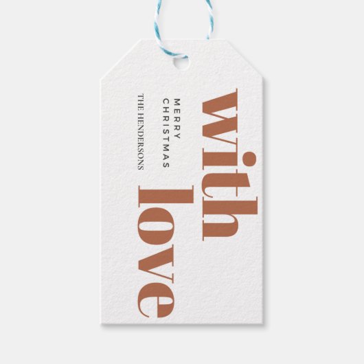 Vrolijk en helder, moderne kerst, helder rood, roo cadeaulabel (Voorkant)