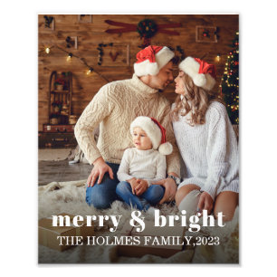 Vrolijk en helder   Moderne Kerstmis familie Foto Afdruk