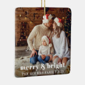 Vrolijk en helder | Moderne Kerstmis familie Foto Keramisch Ornament (Rechts)