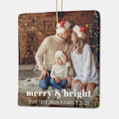 Vrolijk en helder | Moderne Kerstmis familie Foto Keramisch Ornament (Links)