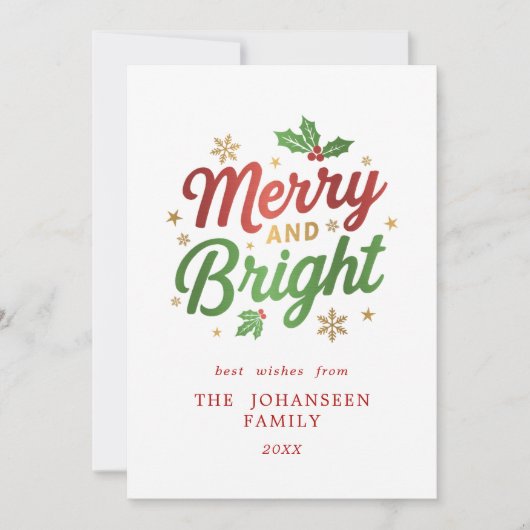 Vrolijk en helder moderne kersttypografie feestdagenkaart (Voorkant)