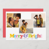Vrolijk en helder moderne koppels 3 foto collage feestdagenkaart (Voorkant / Achterkant)
