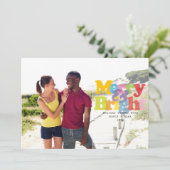 Vrolijk en helder moderne koppels foto feestdagenkaart (Staand voorkant)
