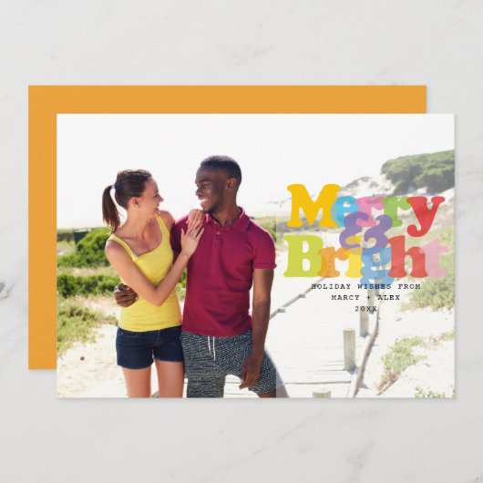 Vrolijk en helder moderne koppels foto feestdagenkaart (Voorkant / Achterkant)
