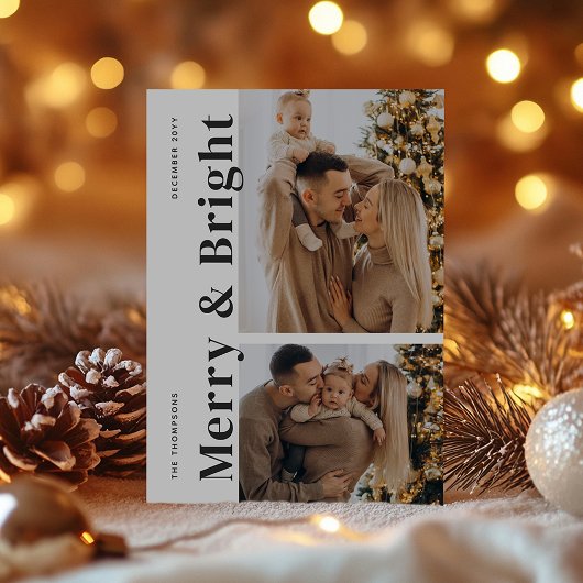 Vrolijk en helder moderne minimalistische kerstfot feestdagenkaart