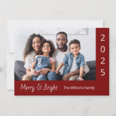 Vrolijk en helder moderne rode kerstfoto feestdagenkaart (Voorkant)