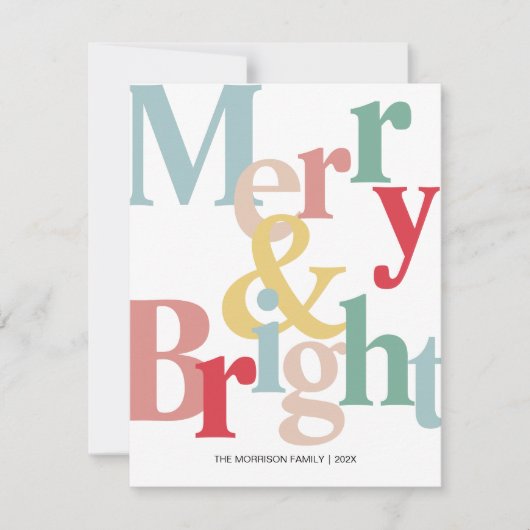 Vrolijk en helder Moderne typografie Feestdagenkaart (Voorkant)