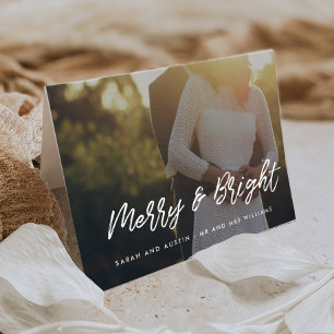 Vrolijk en helder moderne typografie Kerstfoto Feestdagen Kaart