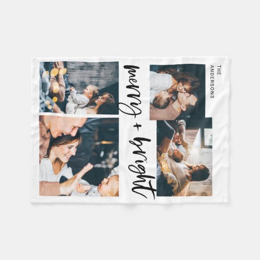 Vrolijk en helder | Multi Fotorooster Kerstmis Fleece Deken (Voorkant (Horizontaal))