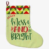 Vrolijk en Helder Naam Kerstmis Kous Grote Kerstsok (Voorkant)