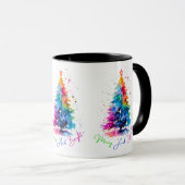 Vrolijk en helder neon kerstboom wit mok (Voorkant rechts)