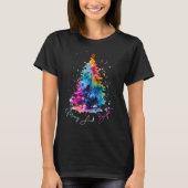 Vrolijk en helder neon Waterverf kerstboom T-shirt (Voorkant)