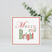 Vrolijk en helder op witte, rode 'n groene rand feestdagenkaart (Staand voorkant)