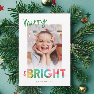 Vrolijk en helder papieren kerstfoto feestdagenkaart