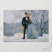 Vrolijk en helder Pas getrouwd foto Folie Feestdagenkaart (Voorkant)