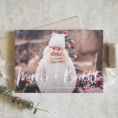 Vrolijk en helder penseel belettering foto kerst feestdagenkaart