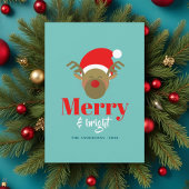 Vrolijk en helder rendier gezicht Kerstmis Feestdagenkaart