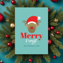 Vrolijk en helder rendier gezicht Kerstmis Feestdagenkaart