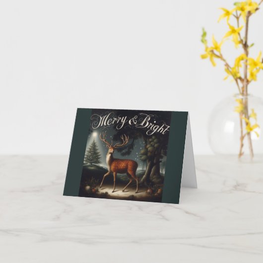 Vrolijk en helder rendier Kerstmis Kaart (Gele Bloem)