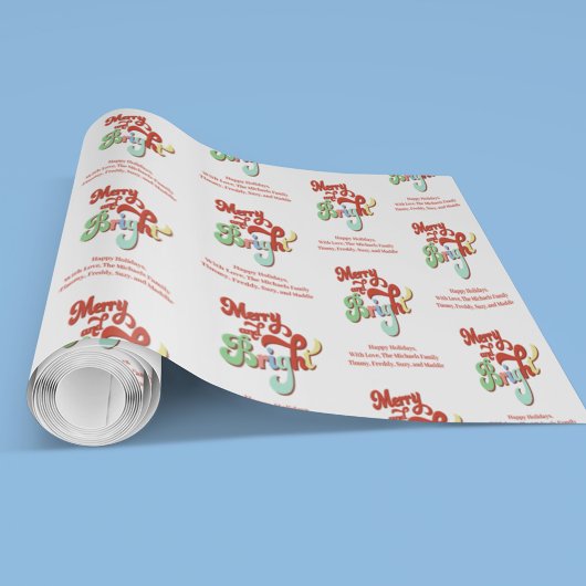 Vrolijk en helder Retro Custom Christmas Cadeaupapier