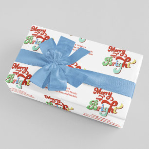 Vrolijk en helder Retro Custom Christmas Cadeaupapier