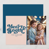 Vrolijk en helder retro foto Kerstmis Feestdagenkaart (Voorkant / Achterkant)