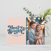 Vrolijk en helder retro foto Kerstmis Feestdagenkaart (Staand voorkant)