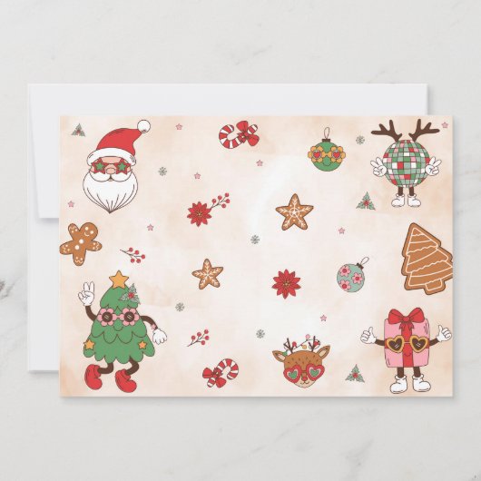 Vrolijk en helder retro kerstfeest kaart (Achterkant)