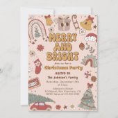 Vrolijk en helder Retro kerstfeestje Kaart (Voorkant)