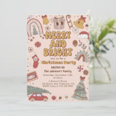 Vrolijk en helder Retro kerstfeestje Kaart (Staand voorkant)