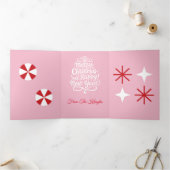 Vrolijk en helder retro persoonlijk gekleurd drieluik wenskaart (Binnen)