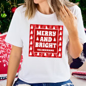 Vrolijk en helder Retro Rood Schaakbord Kerstmis T-shirt