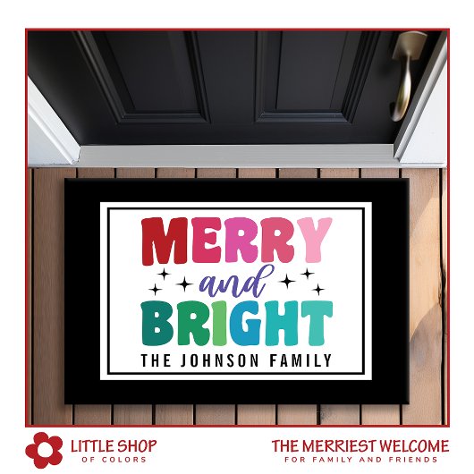 Vrolijk en helder Retro Style Monogram Kerstmis Deurmat